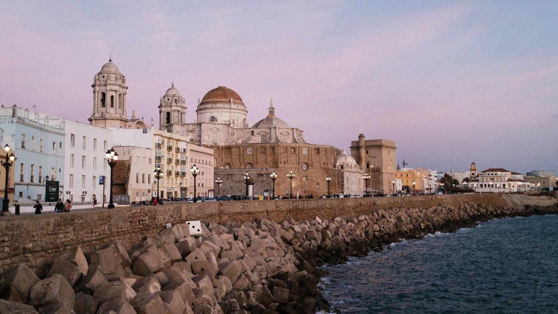 The seafront and rooftops of Cadiz old town on the Atlantic coast of Andalusia