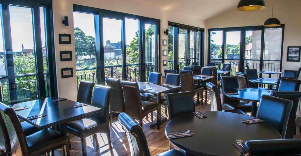 The Bank Bar Anstruther, with a large beer garden and fantastic glass restaurant to take in those stunning views.