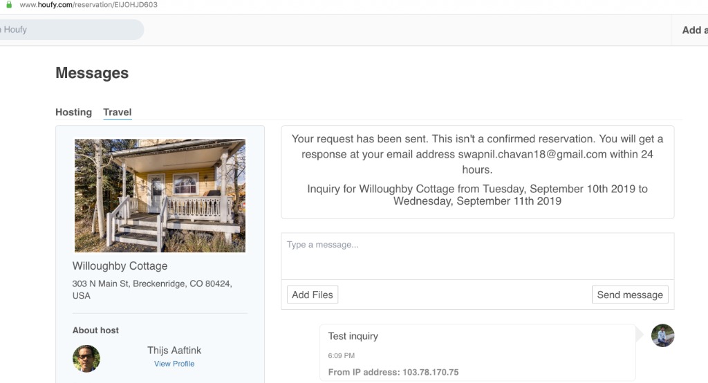 Inquiry process at Houfy