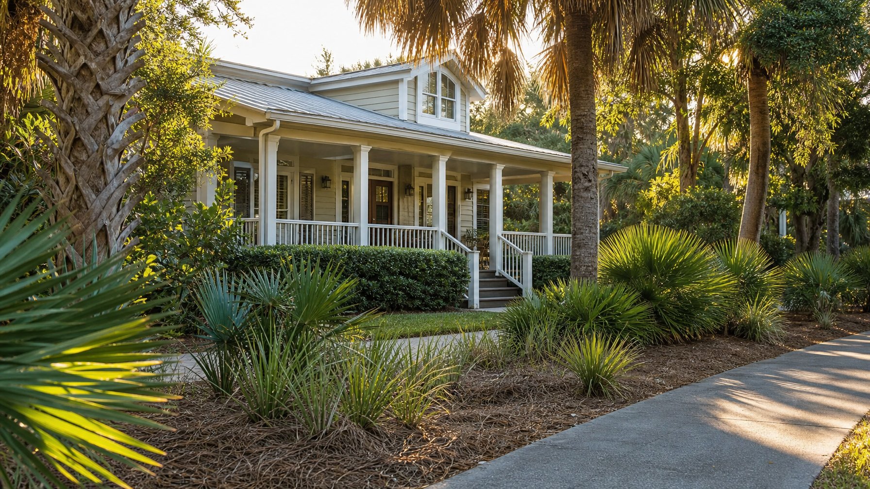 A Hilton Head Island South Carolina vacation rental surrounded by palmetto trees with beach access and bike paths, for families booking direct in summer 2026