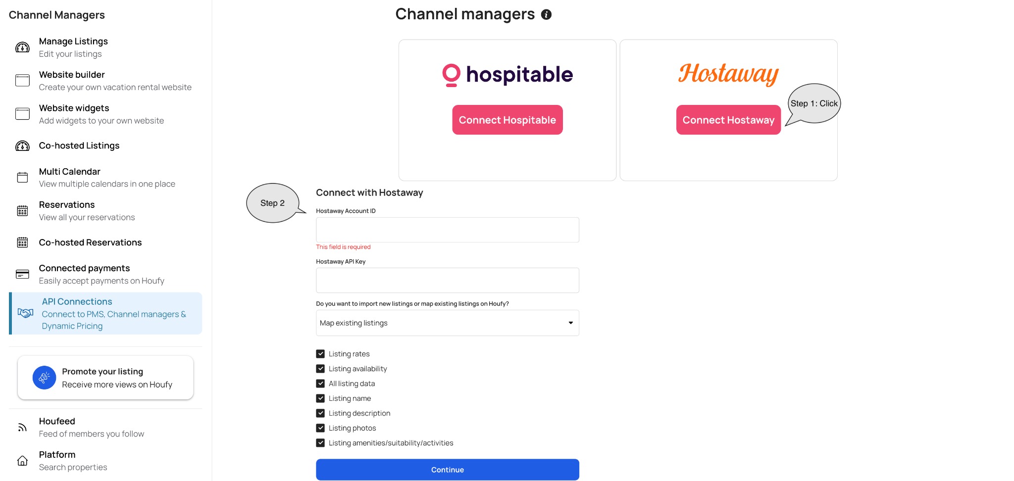 Hostaway integration with Houfy