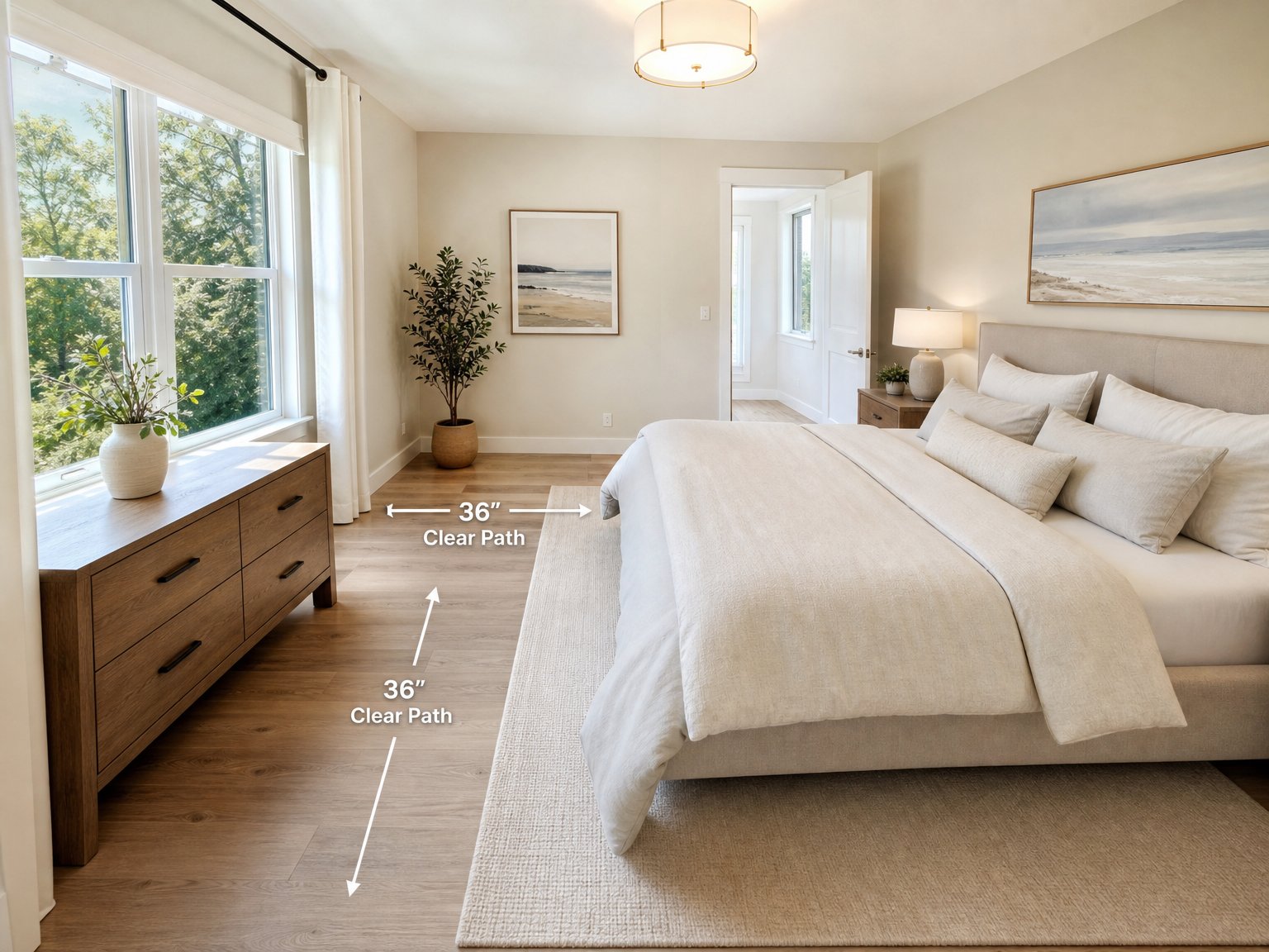 Wide clear paths and a 60-inch turning radius cost nothing beyond rearranging furniture — and open your property to millions of travelers who would otherwise scroll past.