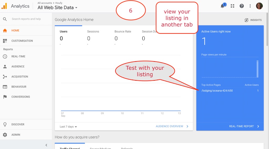 Get started with Google Analytics for your Houfy account including your listing