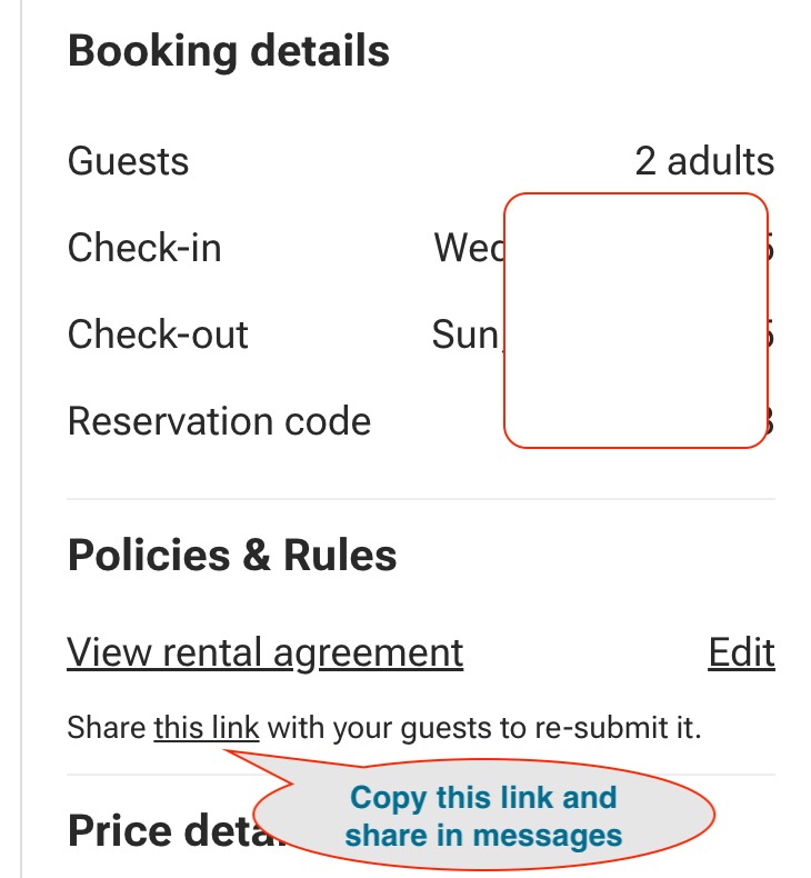 How to ask the guests to resubmit the rental agreement?