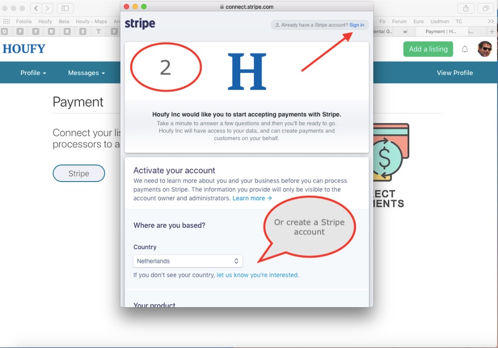 Adding a Houfy Direct Payment option to your listing: