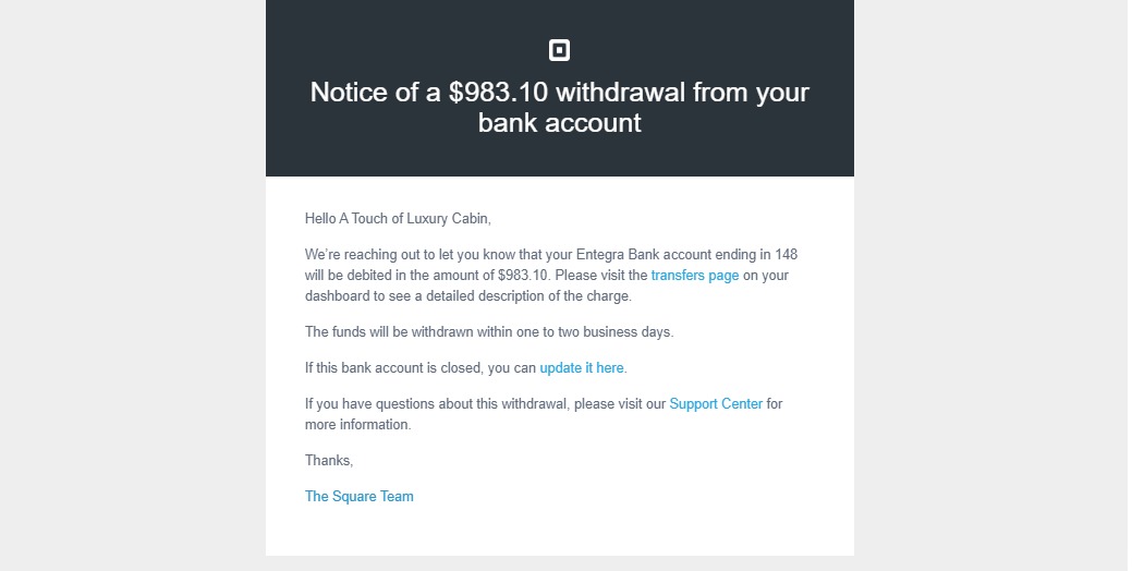 Square refunds completed via Houfy