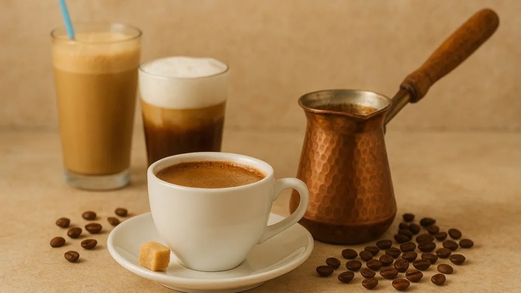 Greek Coffe and Freddo Espresso-Cappuccino