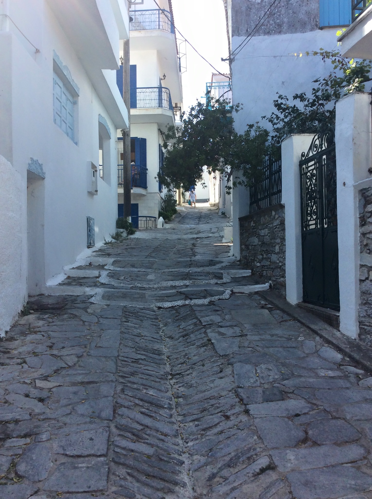 Cobbled Alleys in the Skiathos Old Town Area of Plakes