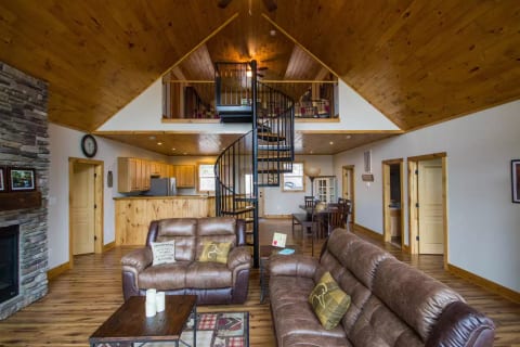 3rd Bedroom loft over kitchen, bedrooms and bathrooms on both sides of living area