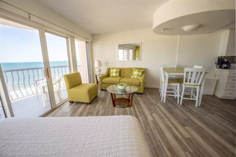 Bed in the living room area