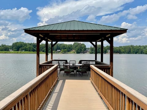 A nice covered gazebo above water is a peaceful place for that morning coffee. Below, is a swim platform for fishing or yoga. It’s a perfect place to start and end the day.