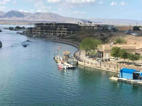 Great view of the condo complex, you can park your boat right on the beach during the day!!