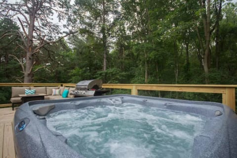 Modern, bubbly hot tub