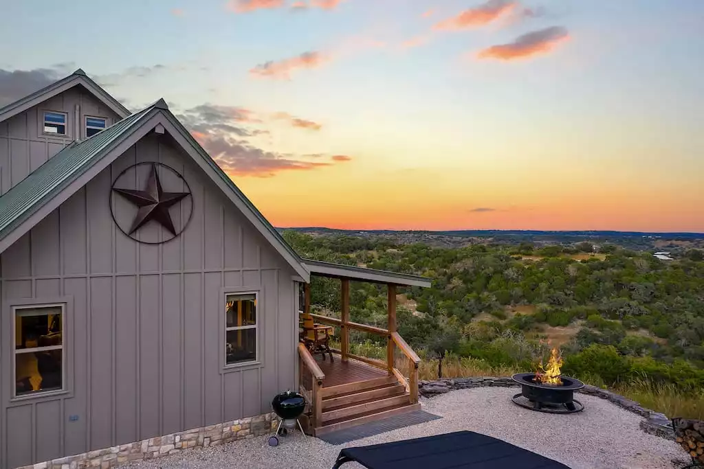 Endless view at the fire pit; we provide blanket throws for colder weather around the pit. Endless view at the fire pit; we provide blanket throws for colder weather around the pit. - GWR-Private-AmazingHilltopView-HotTub-FirePit-Pool - Fredericksburg