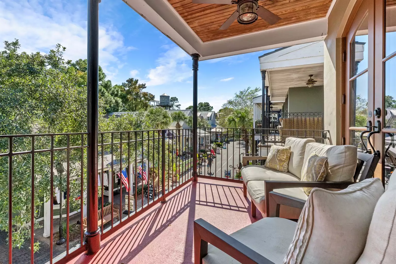 Balcony overlooks Village of Baytowne
