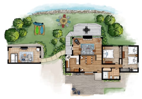 A birdseye view of the floorplan at Rocky Shores.