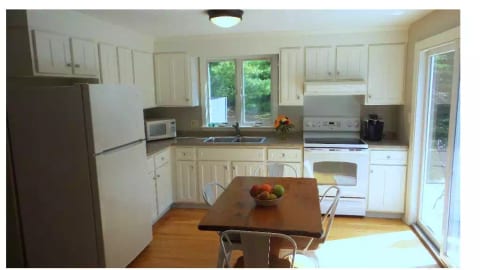 Well-appointed kitchen is bright and welcoming