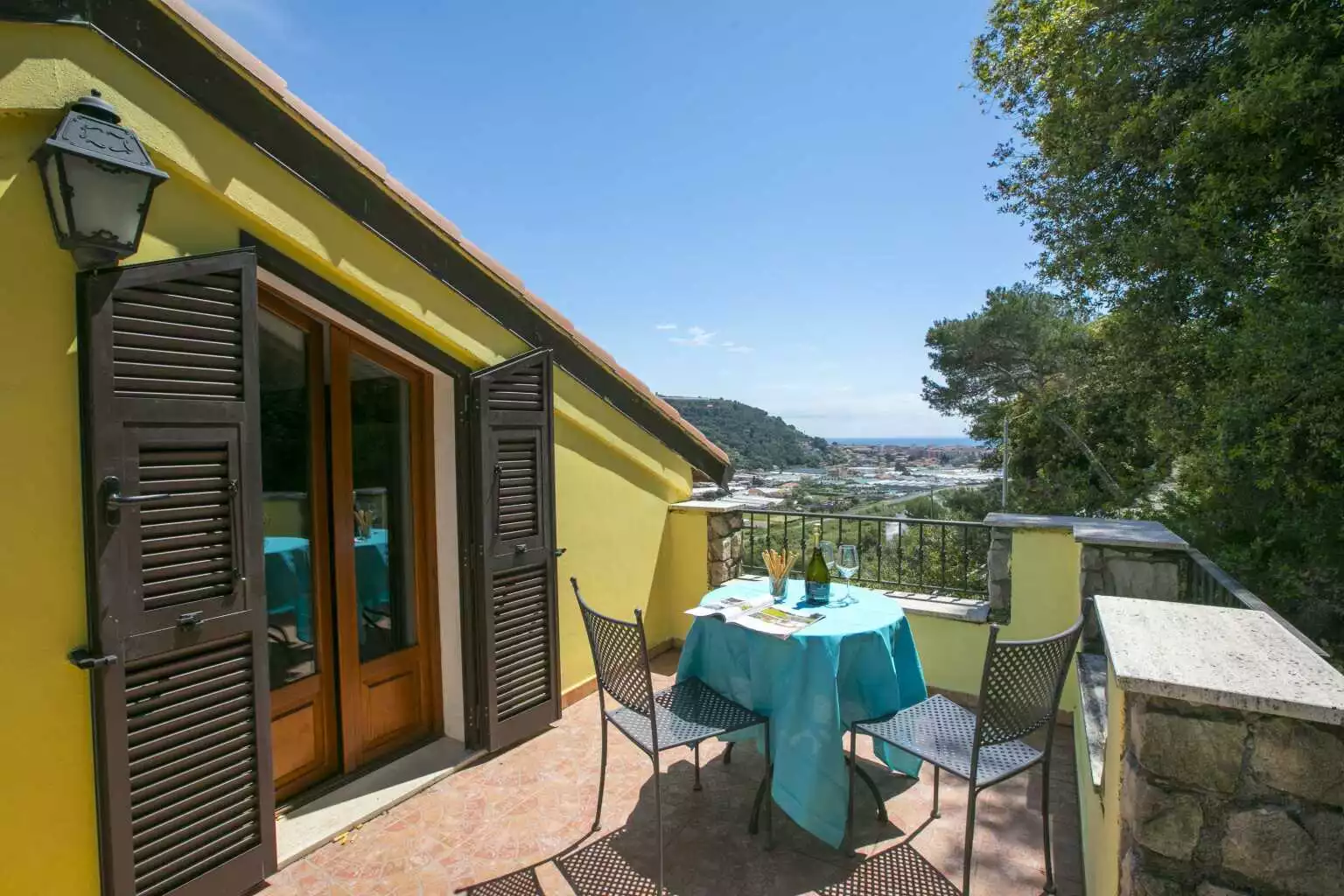 Terrace of the bedroom with panoramic view - Villa Monte Enrico - Pool And Whirlpool - Camporosso