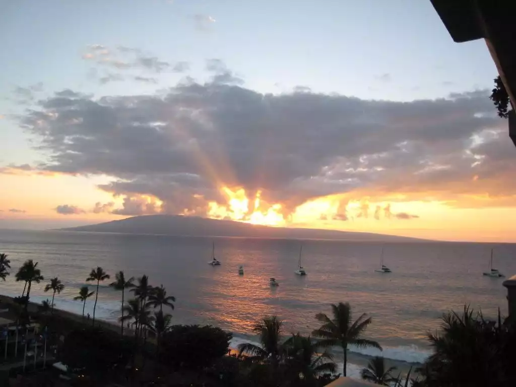 Sunset from Whaler 1063 - Whaler 1063 on Ka'anapali Beach, Maui, Hawaii - Kaanapali Beach