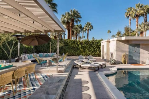 Plenty of seating and outdoor shower