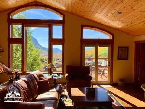 Main level living space, with access to deck