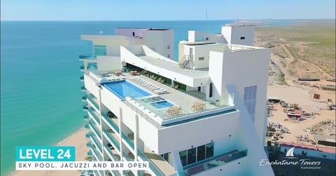 Arial View of Rooftop Pool in the 24 Story Verano Tower