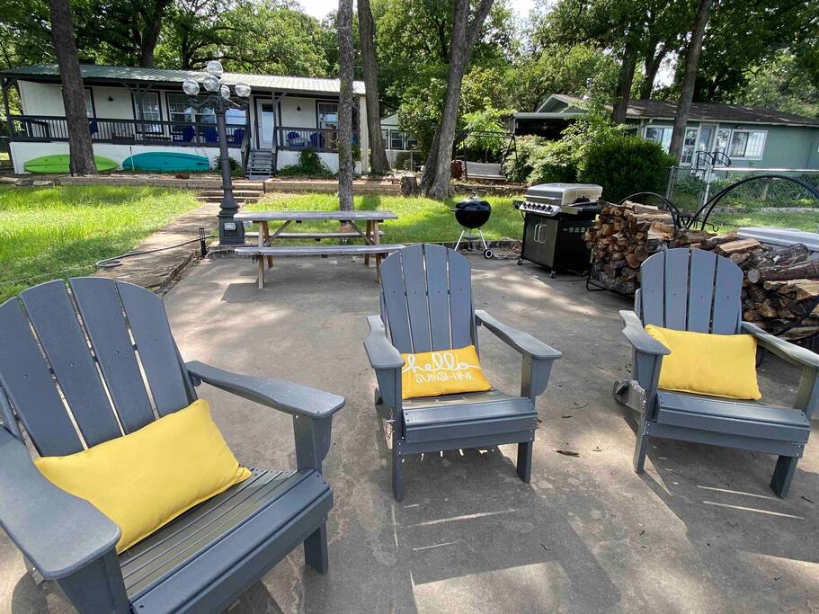 Kick back in the Adirondack chairs and watch the water