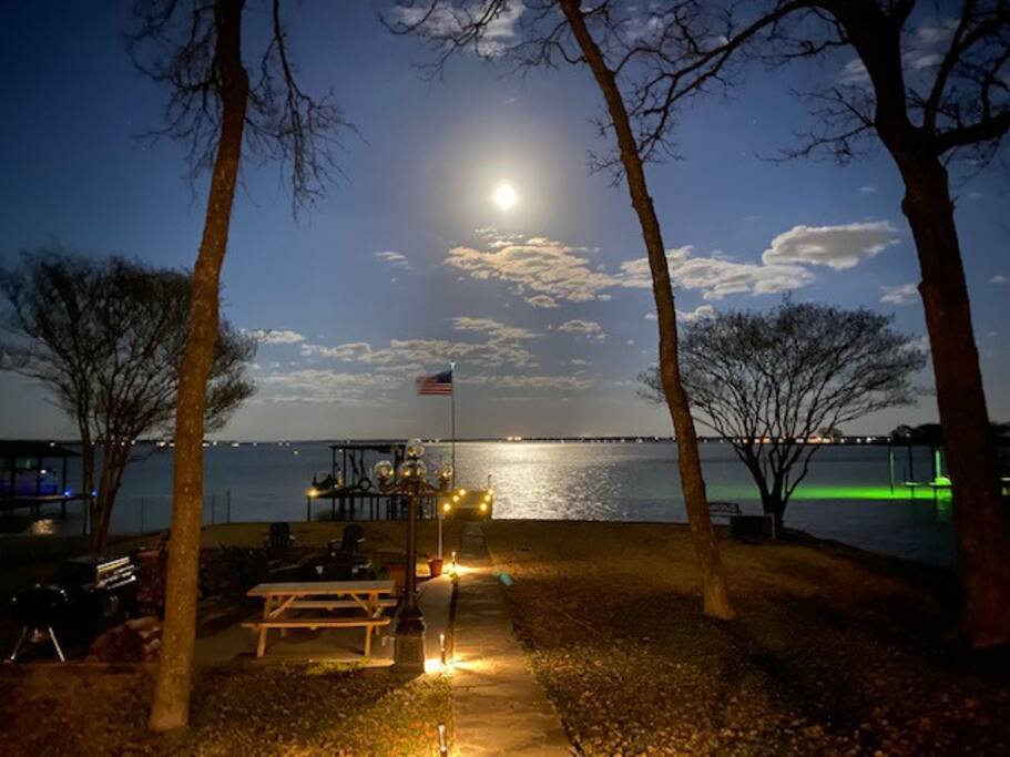 A calm moonlit evening on the waterfront