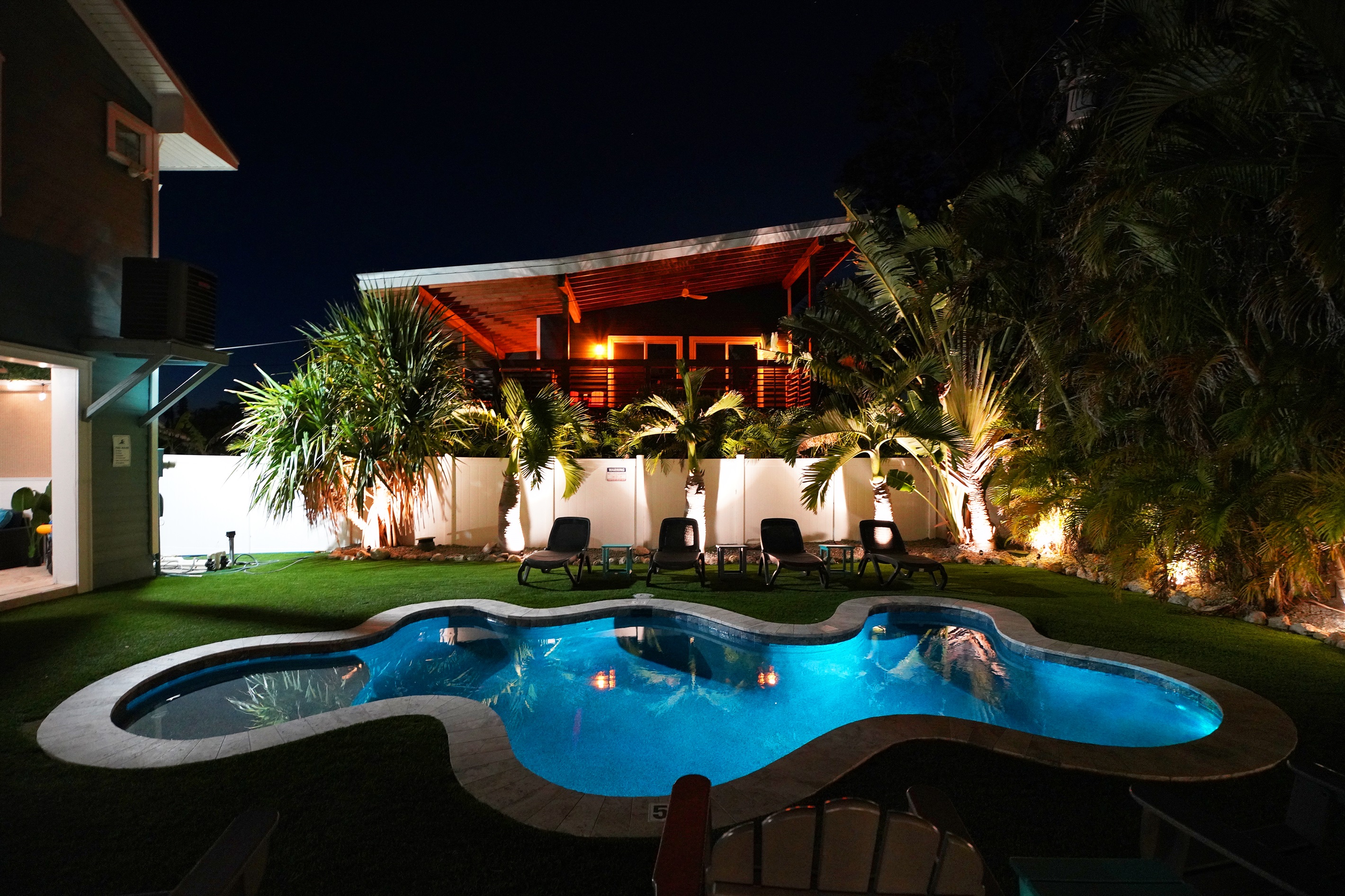 Swimming in a heated pool at night?