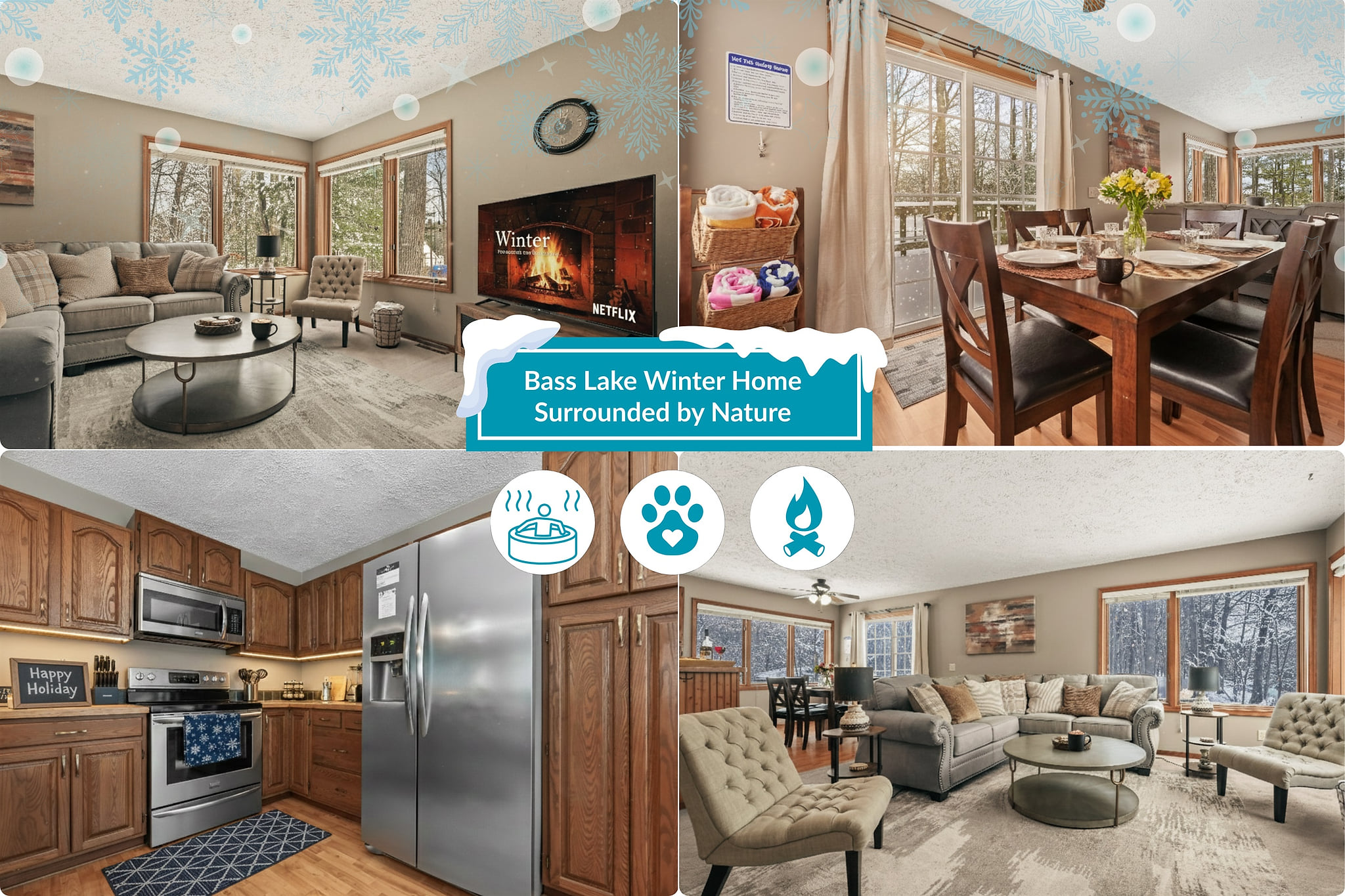 Bass Lake Winter Home Surrounded by Nature Interior