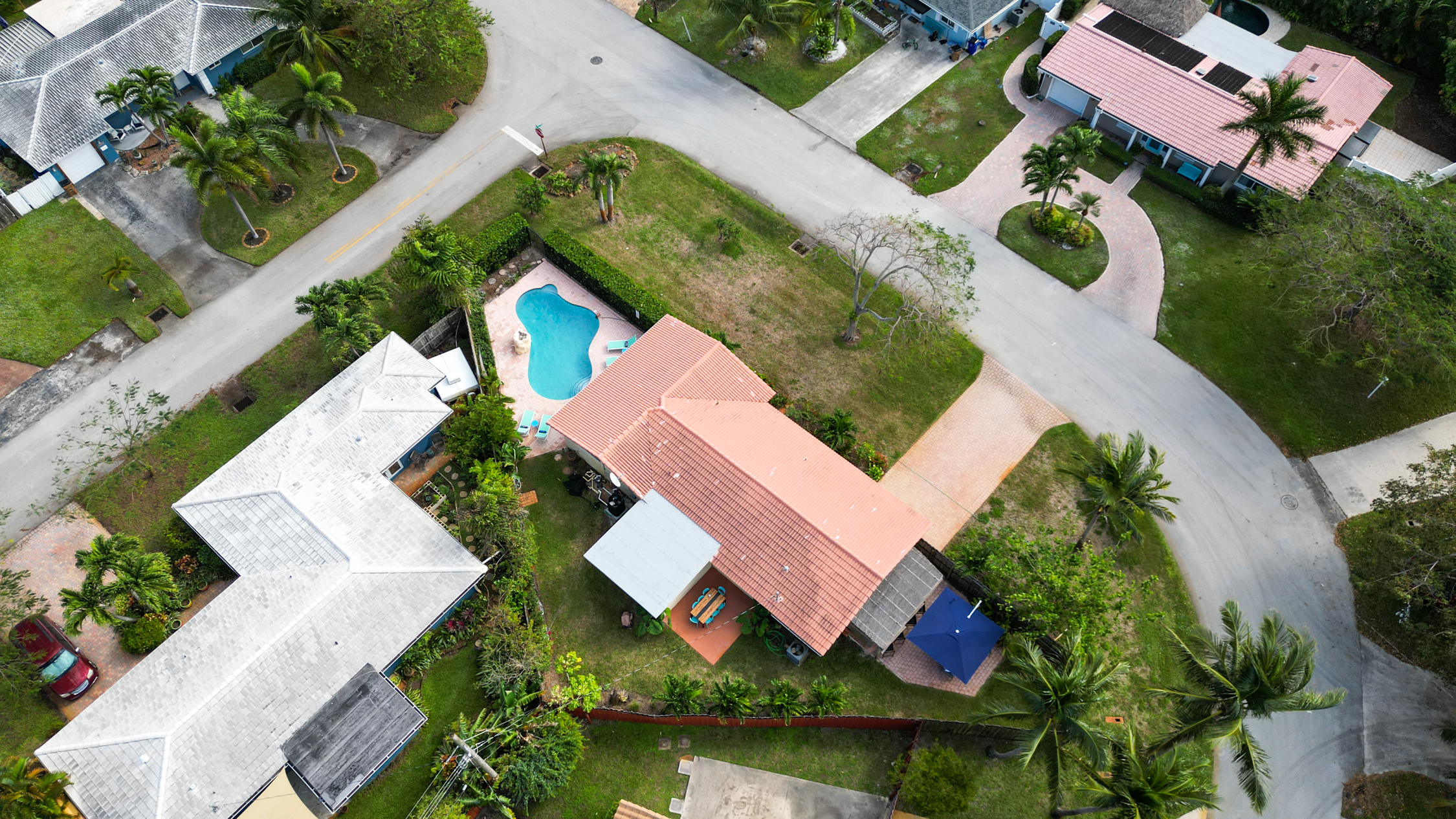 Private pool and backyard