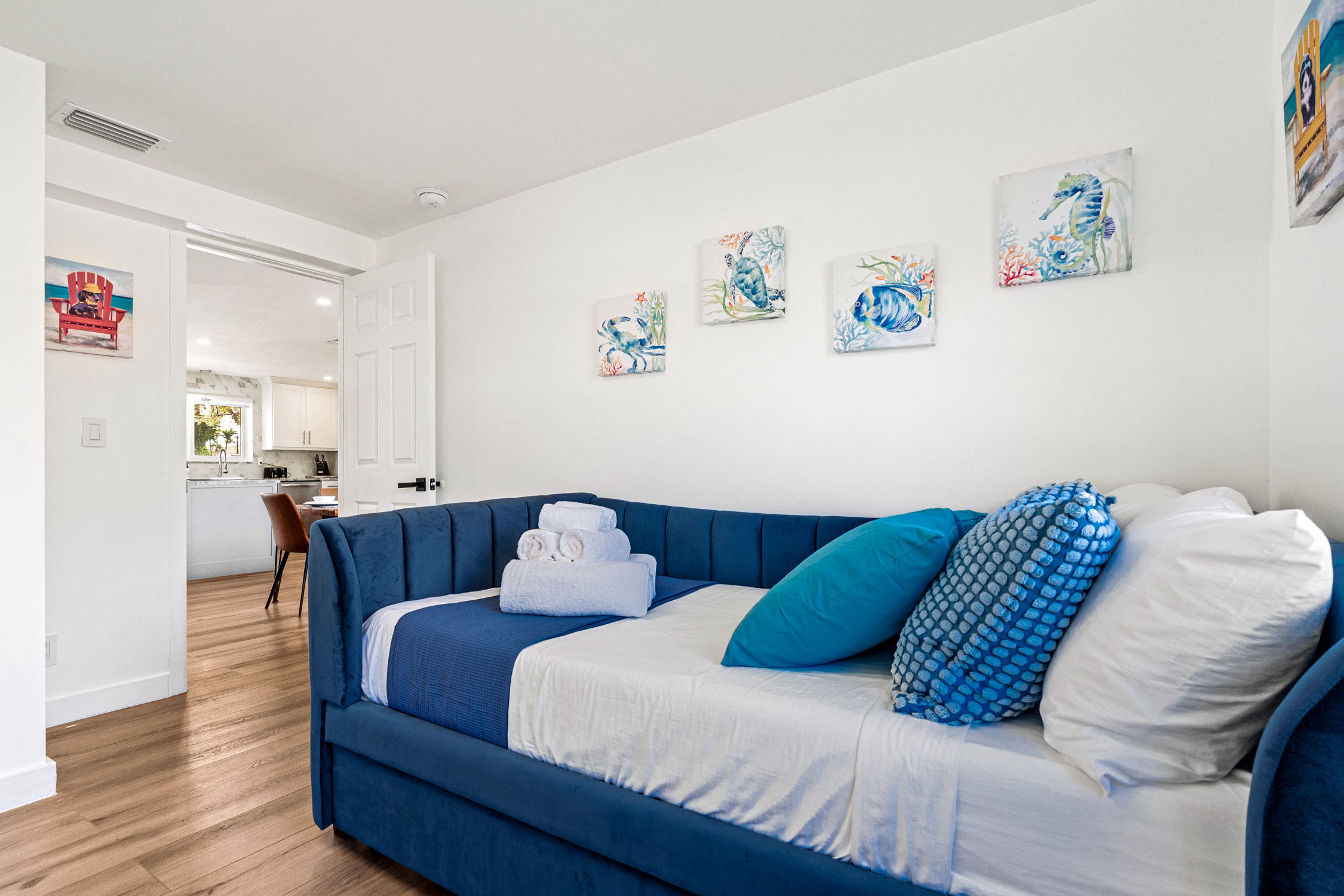 Bedroom 3, twin bunk bed, twin bed, and twin trundle