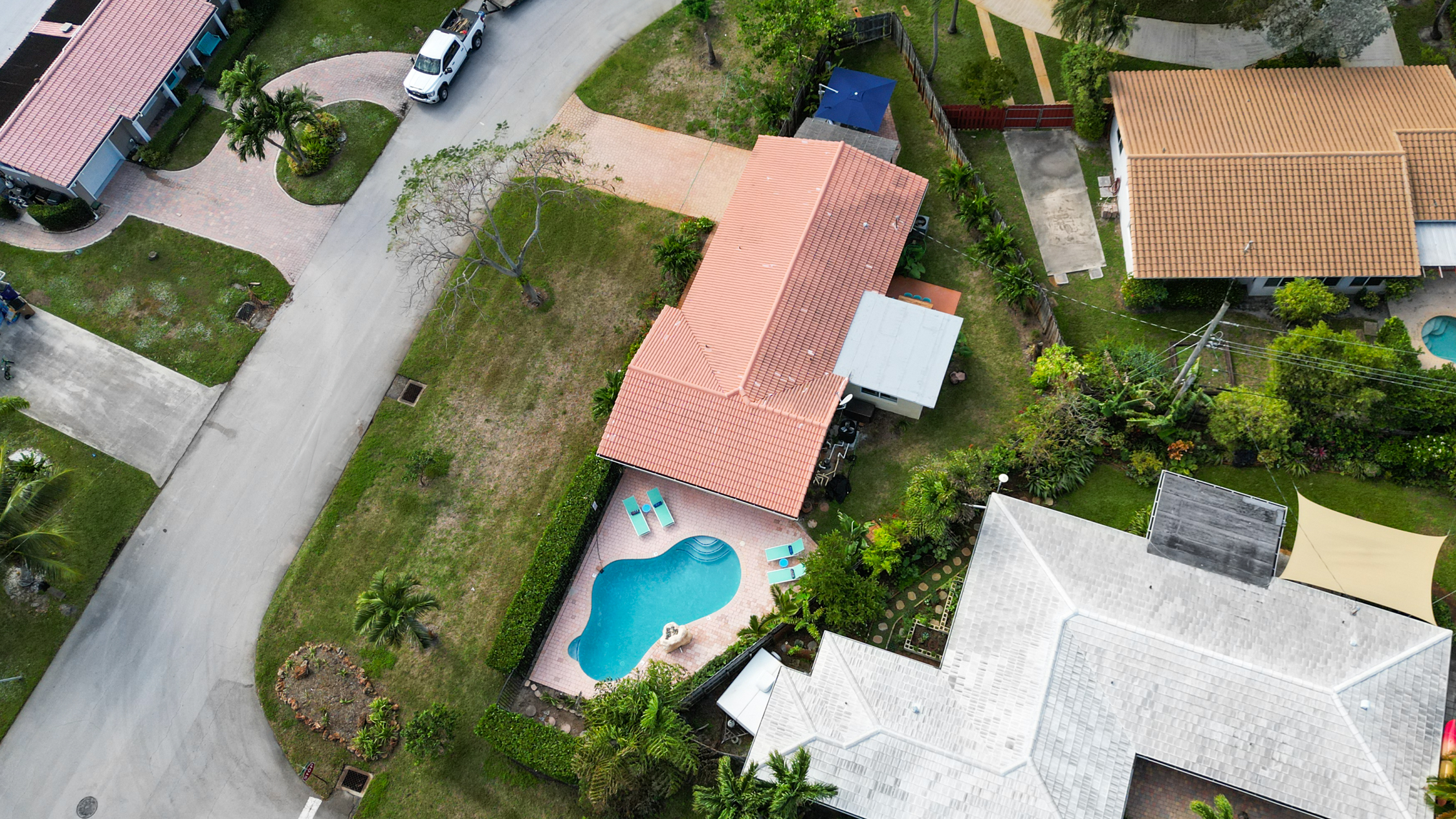 Private pool and backyard