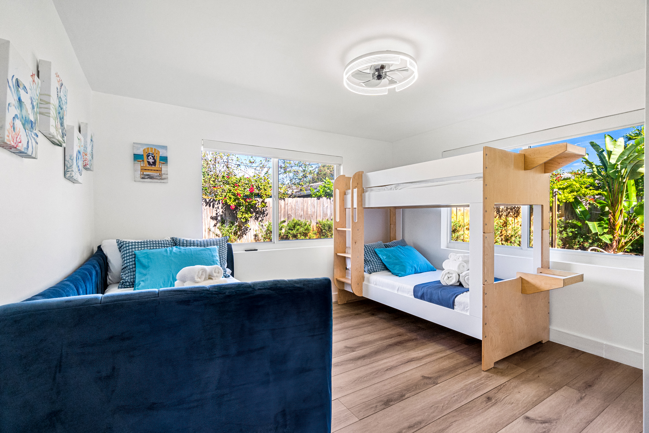 Bedroom 3, twin bunk bed, twin bed, and twin trundle