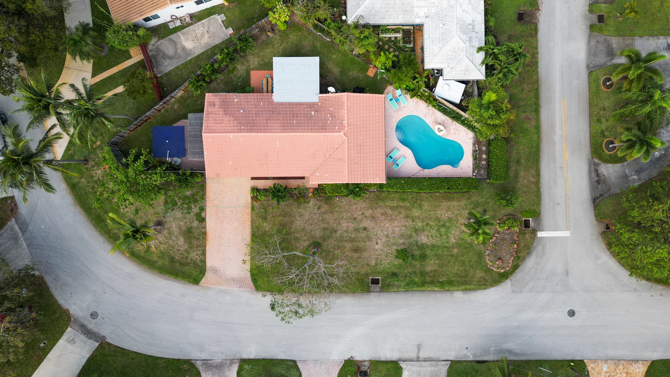 Private pool and backyard