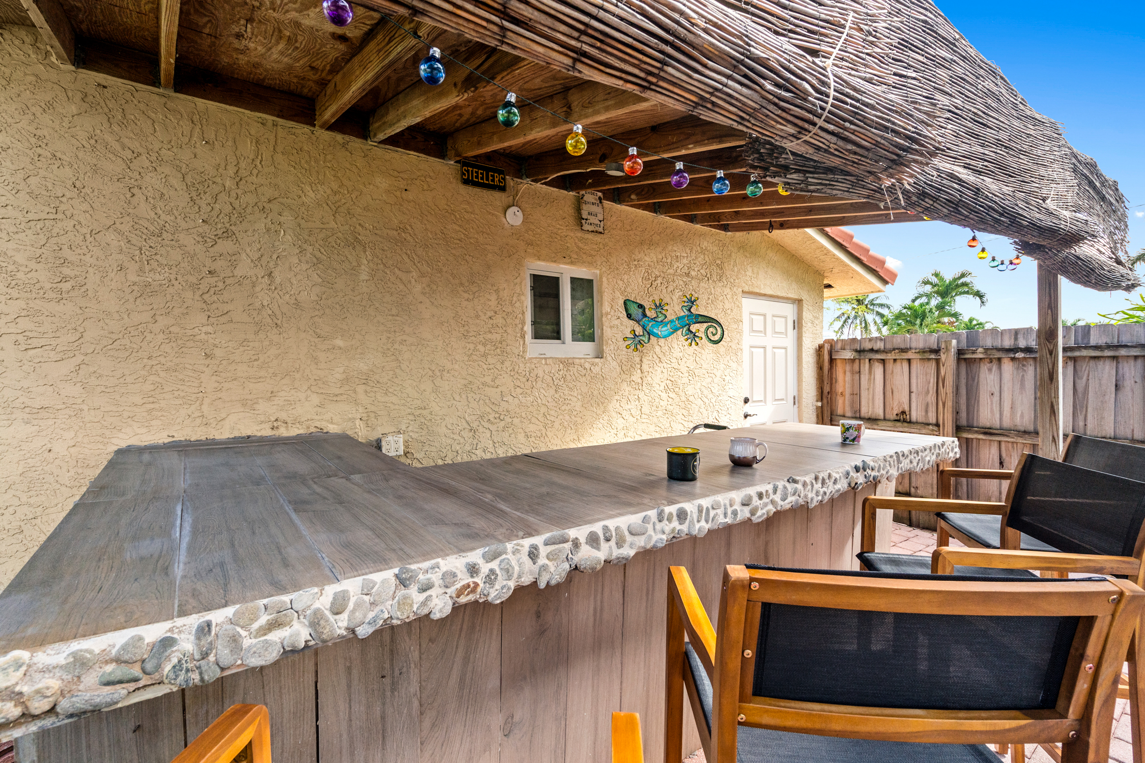 Bar area in the backyard