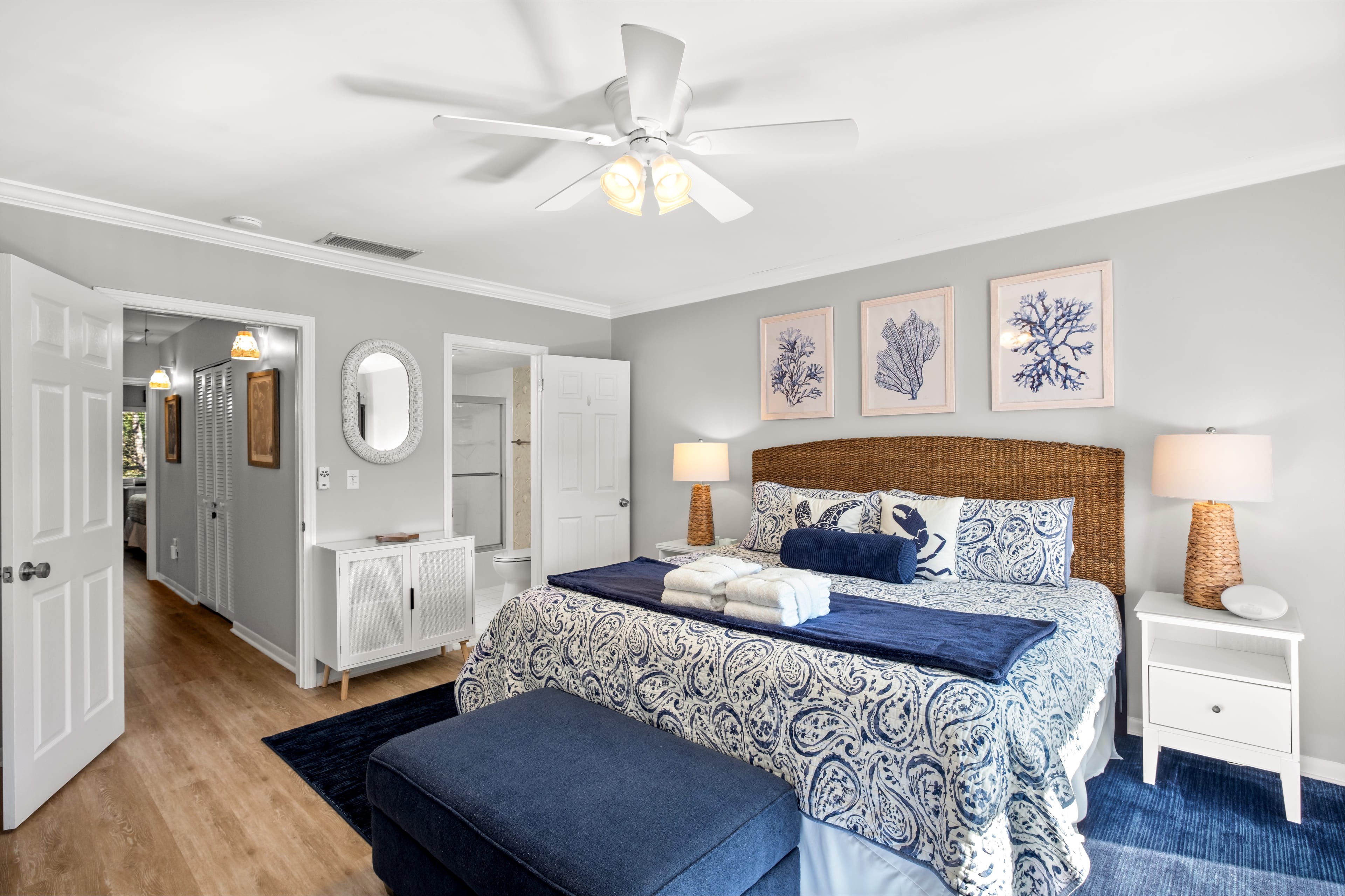 King Master Bedroom with new LVP flooring 