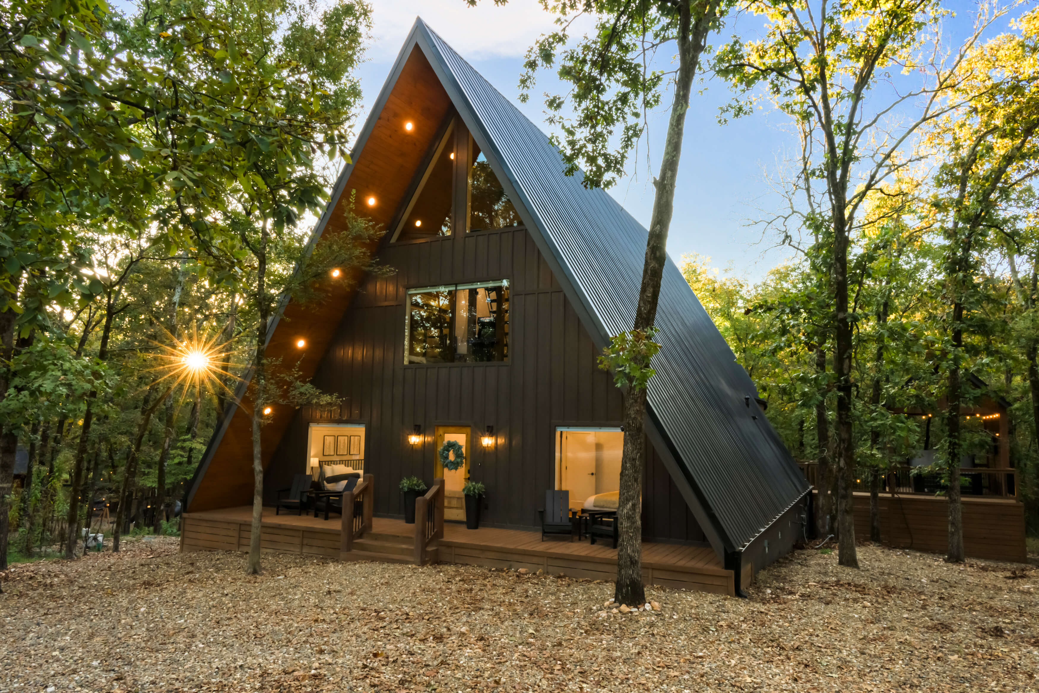 Charming "Yay Frame" cabin retreat nestled among lush greenery for ultimate relaxation.