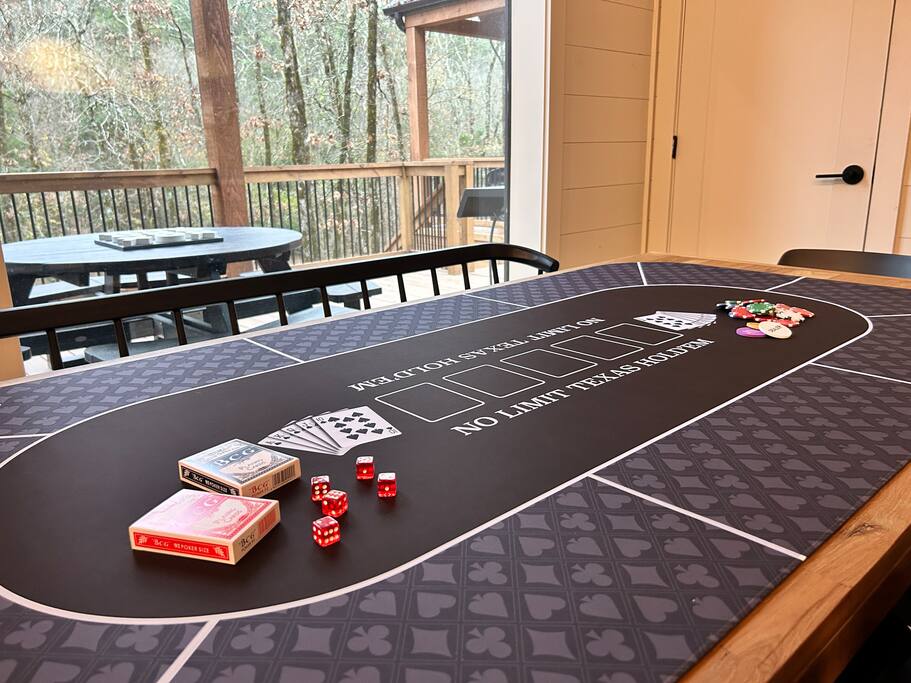 Ultimate poker night setup with chips, cards, and a sleek gaming table for fun!