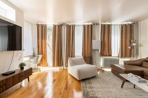 living room, sitting area, office desk, Morning time