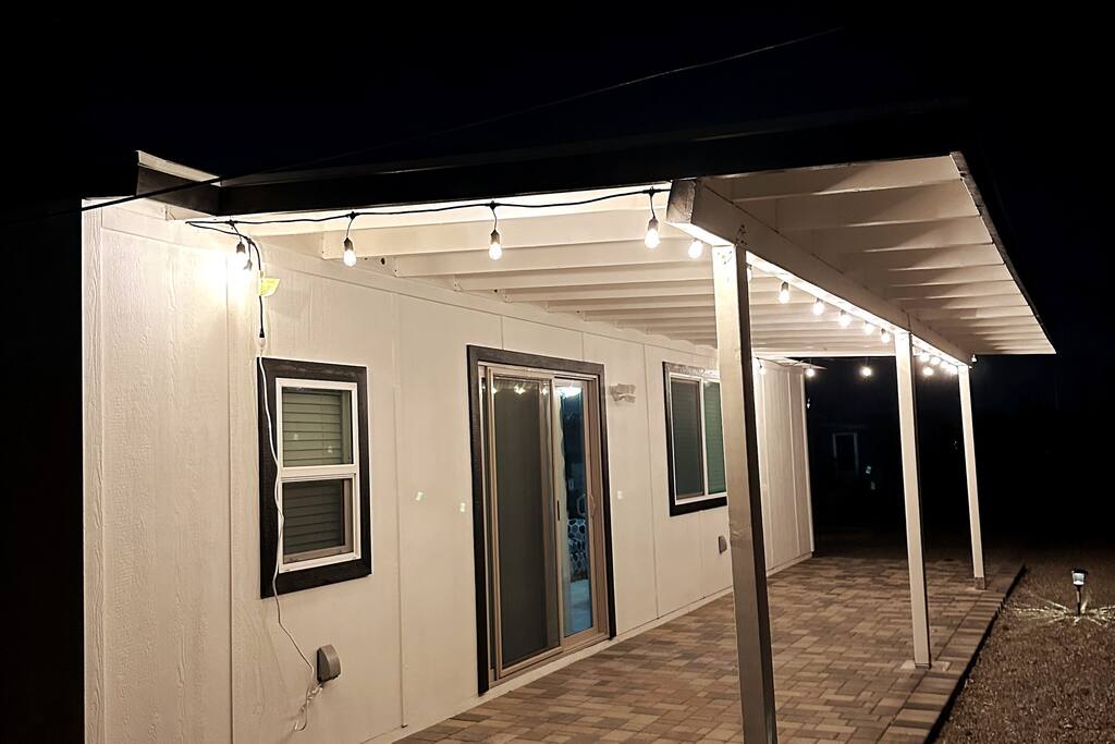 Back patio at night