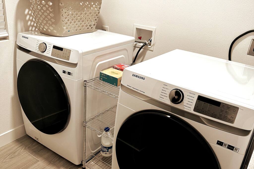 Laundry room.  Brand new washer and dryer.  Also, iron and ironing board available.