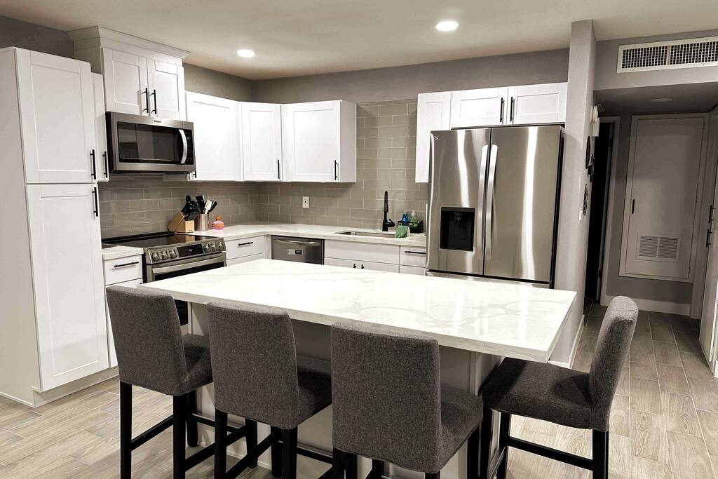 Open kitchen off the living room.