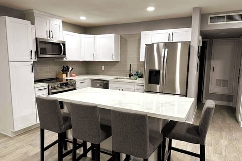 Open kitchen off the living room.