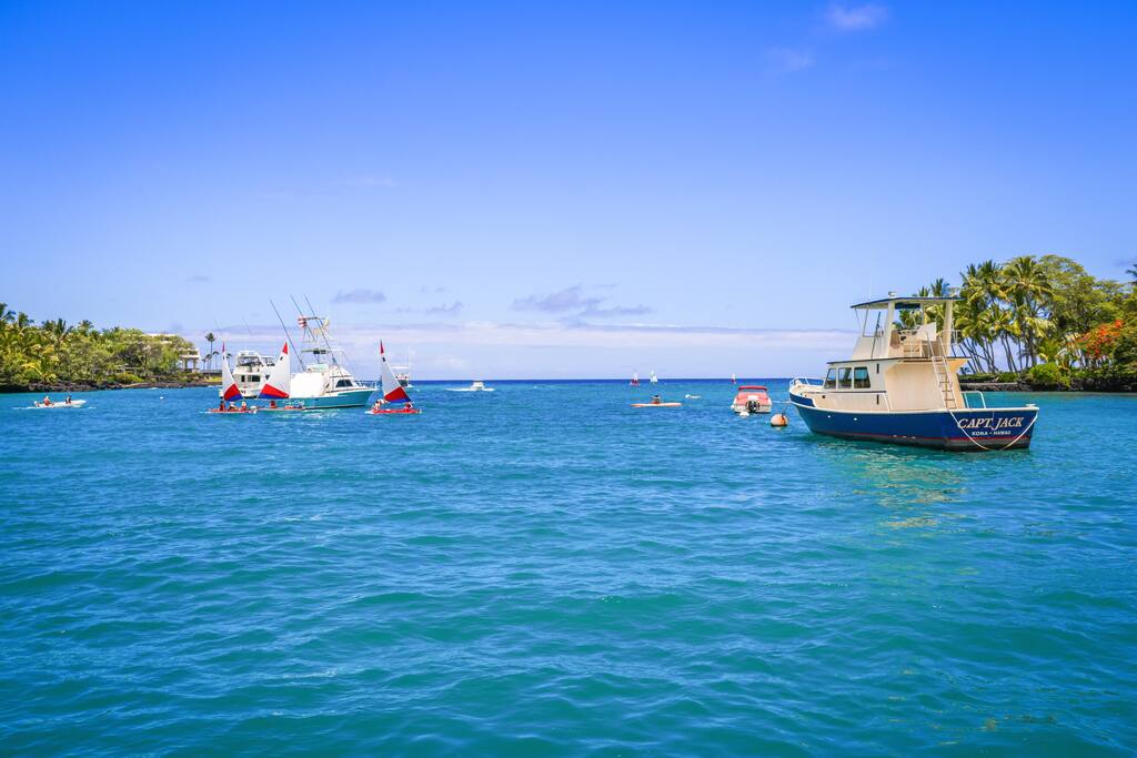 Keauhou Bay, a 5-ish min walk away. Enjoy snorkeling tours & Manta Dives. - Oceanview Kona Condo | A/C, 2 Lanais, Near Golf - Kona