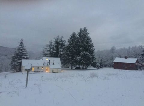 Hilltop House and its barn in the snow!