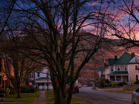 Catch view of the beautiful Alleghany mountains from the front steps.