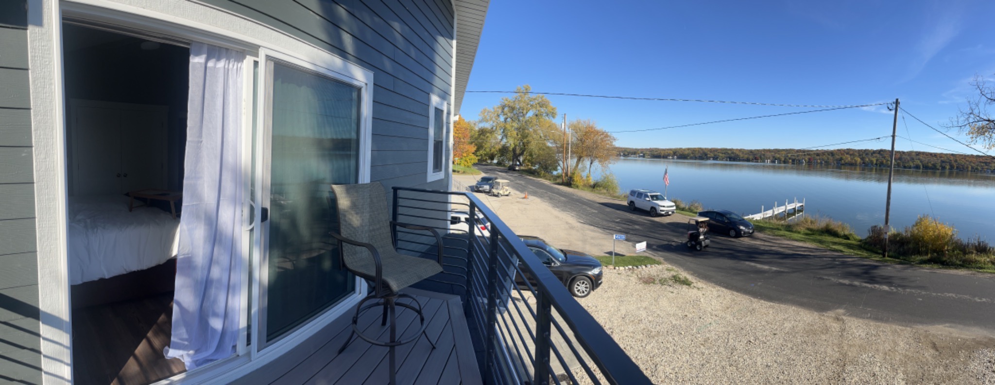 2nd floor master deck views  - Lake Como Love Shack lakefront home - Lake Geneva