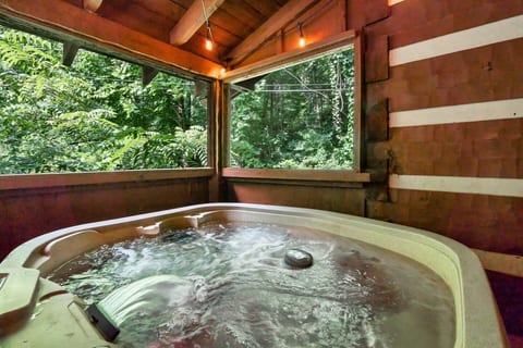 Unwind in the hot tub after a day of fun.