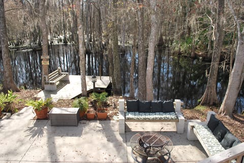 Canel side with fire pit